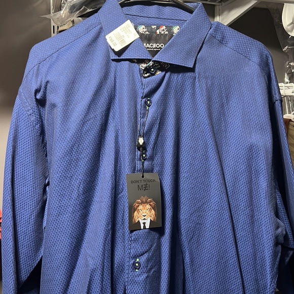 Maceoo Asian Dress shirt, long sleeve. Einstein Scale Blue size 6/ 2XL. - Picture 4 of 4